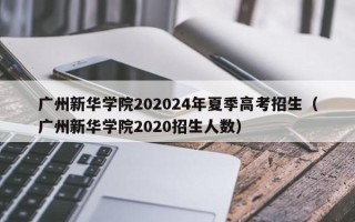 广州新华学院202024年夏季高考招生（广州新华学院2020招生人数）